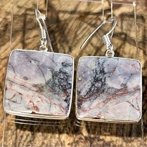 Beautiful Porcelain Jasper Earrings 1 1/2”